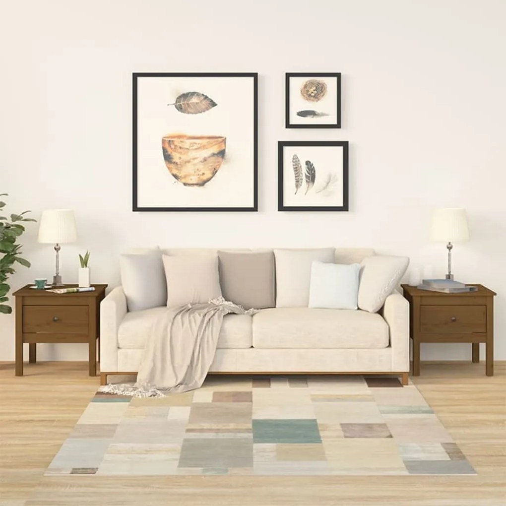 813801 vidaXL Mese laterale 2 buc. maro miere 50x50x49 cm lemn masiv de pin
