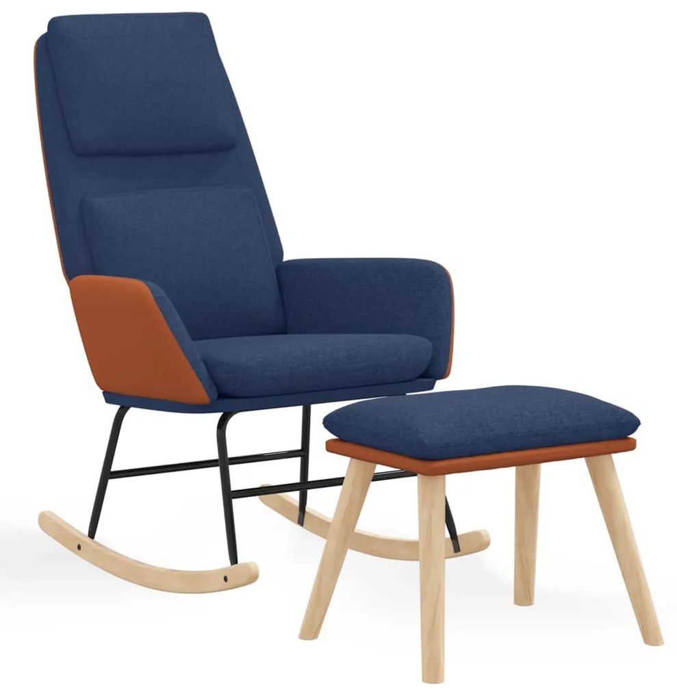 3097795 vidaXL Scaun balansoar cu taburet, albastru, textil