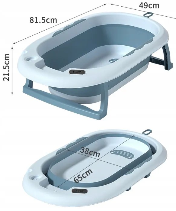 Cada de baie pliabilă pentru copii VAIANA PREMIUM cu șezlong și suport - mai multe culori Bej