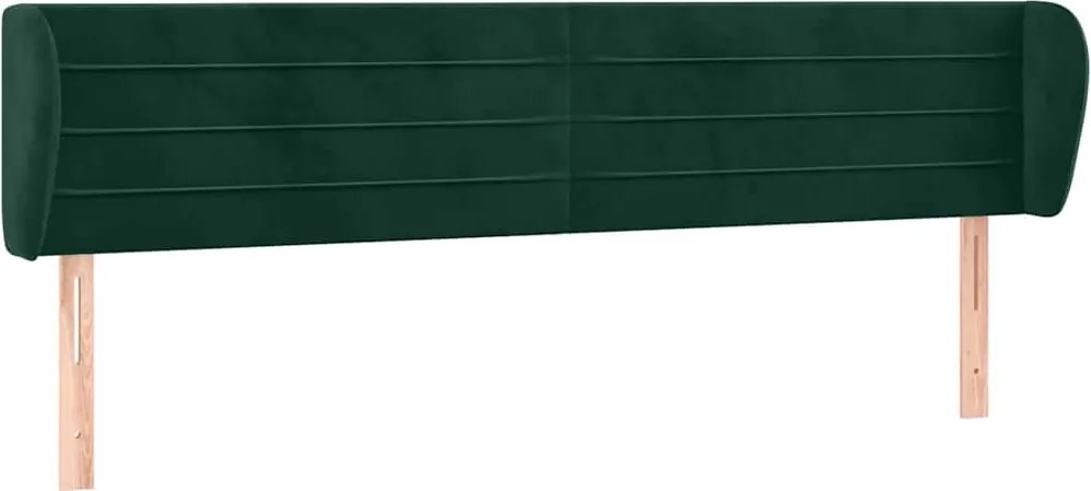 vidaXL Tăblie de pat cu aripioare verde închis 183x23x78/88 cm catifea