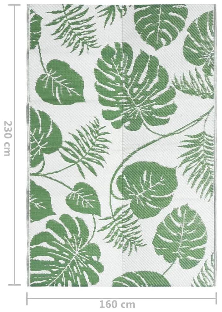 Covor de exterior, verde, 160x230 cm, PP green leaf pattern, 160 x 230 cm