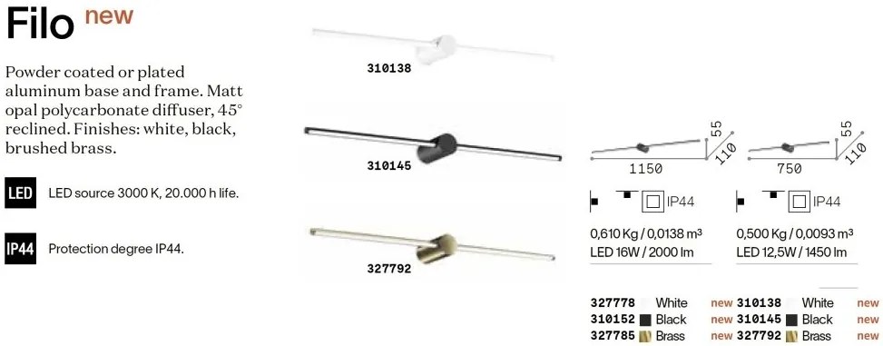 Aplica LED pentru baie cu protectie IP44 Filo ap d115 negru
