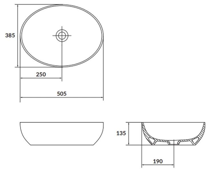 Lavoar pe blat alb mat 50 cm, oval, Cersanit Larga Alb mat