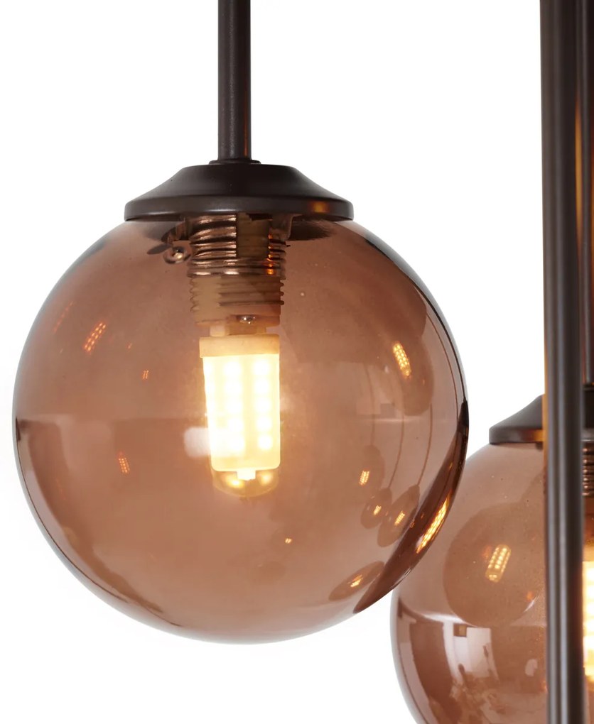 Plafonieră de design bronz cu sticlă bronzată 9 lumini - Athens
