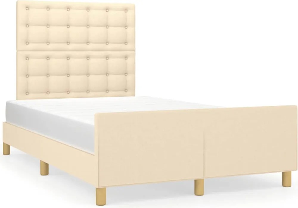 vidaXL Cadru de pat fără saltea, crem, 120x200 cm, textil