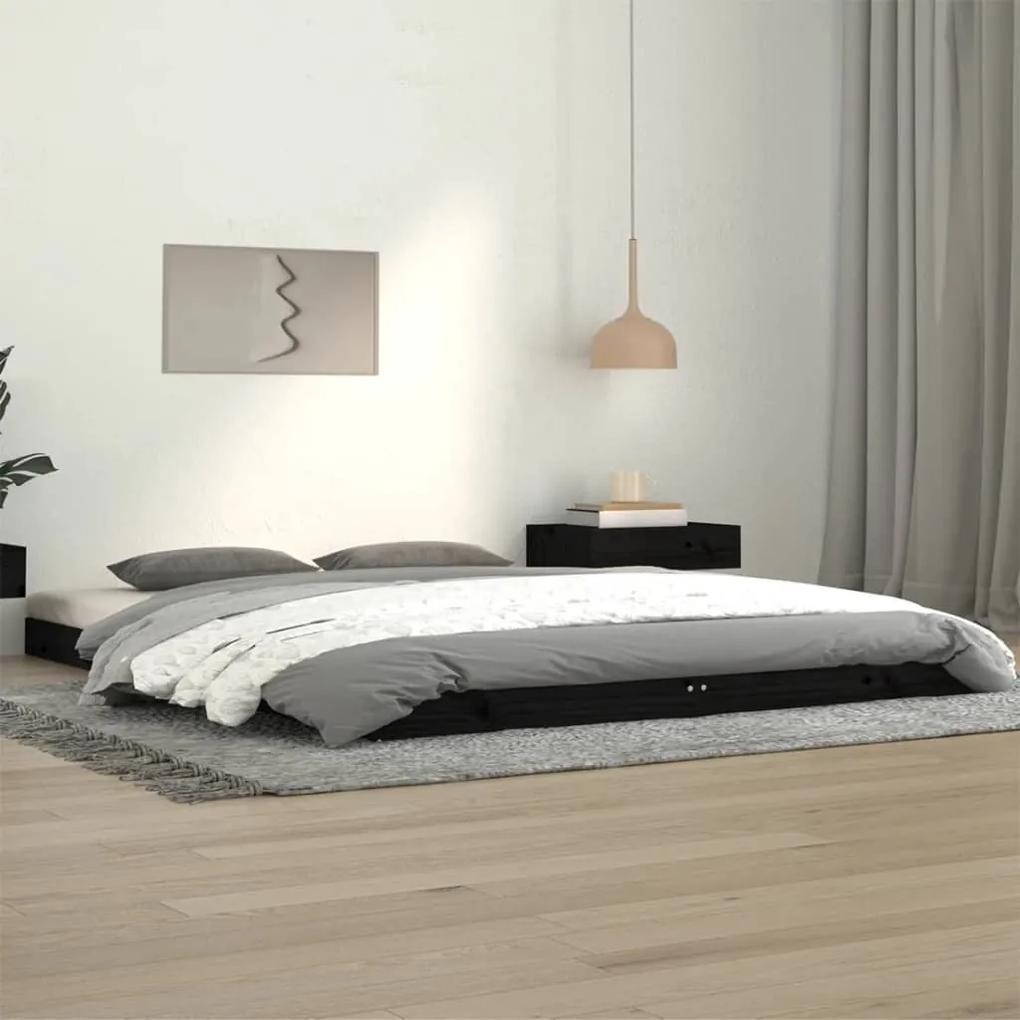 823468 vidaXL Cadru de pat, negru, 140x190 cm, lemn masiv de pin