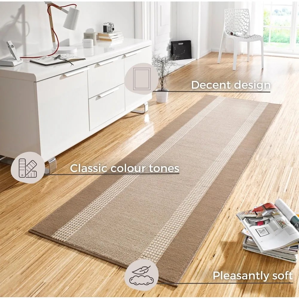Covor tip traversă Hanse Home Basic, 80x300 cm, bej-maro