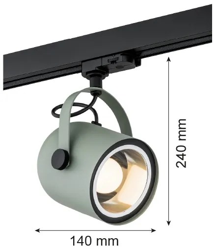 Spot pentru sistem de șină Argon 4310 NET 1xE27/15W/230V verde