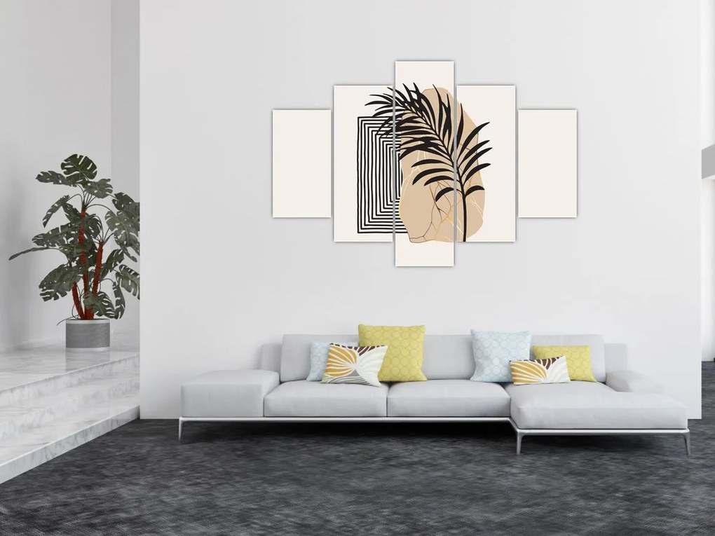Tablou - Abstracție cu frunze tropicale N⁰3 (150x105 cm)