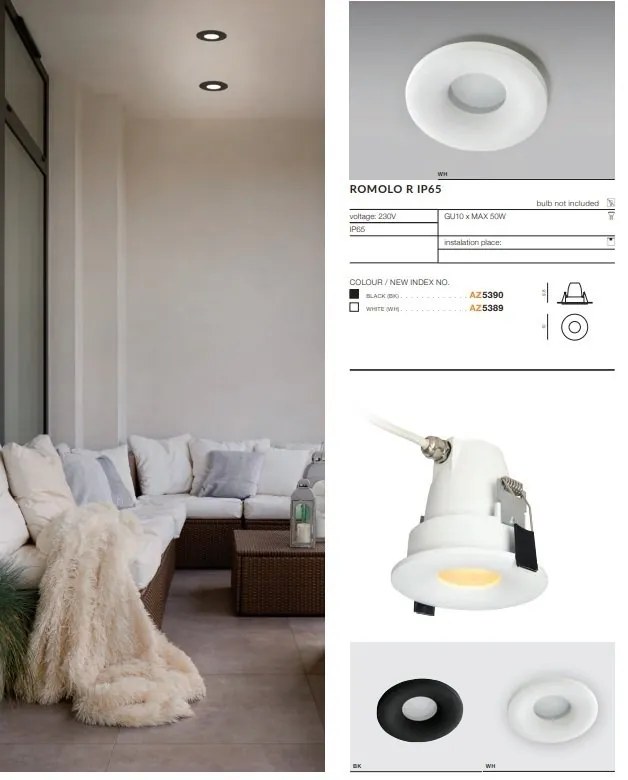 Spot incastrabil cu protectie IP65 ROMOLO R alb