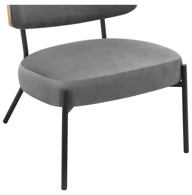 Fotoliu cu taburet gri cu tapițerie din catifea Jerry – Støraa