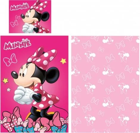 Lenjerie de pat licenta Fuchsia Minnie Mouse 140 x 200 cm, 70 x 90 cm