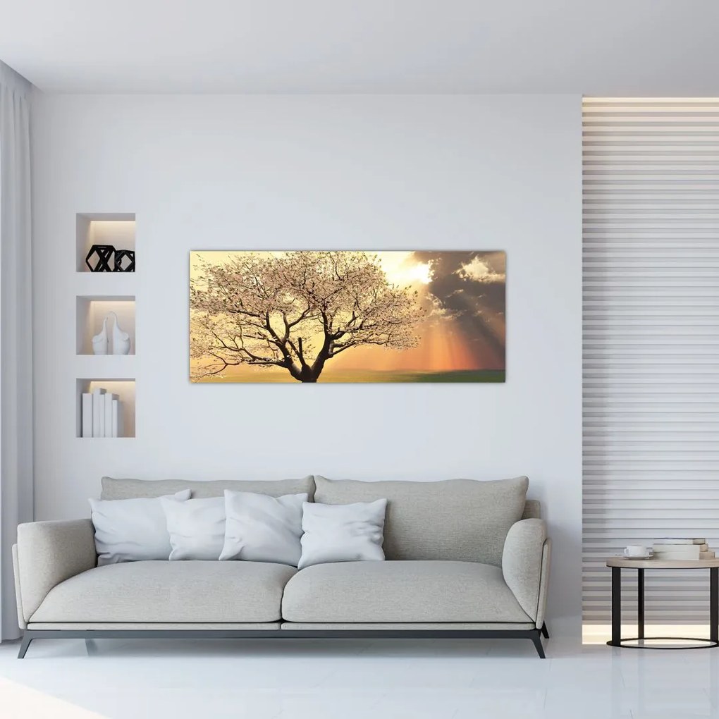 Tablou cu copac pe luncă (120x50 cm)