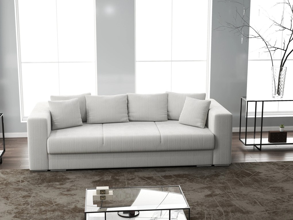 Canapea extensibilă dumonde cu ladă de depozitare si sezut confortabil din spuma high-density, Gloria Zoom Cream 240x100 cm