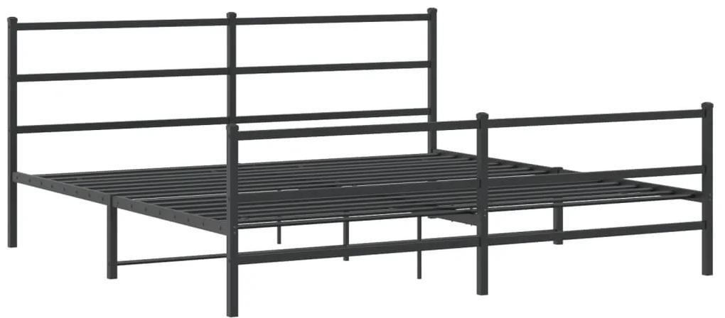 355387 vidaXL Cadru pat metalic cu tăblie de cap/picioare , negru, 180x200 cm