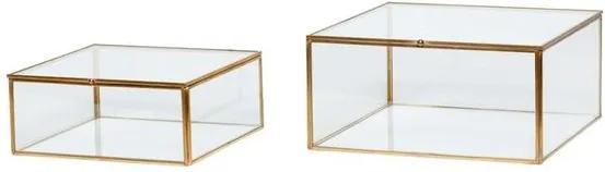 Set 2 cutii din sticla si alama 21x21 / 25x25 cm Hubsch