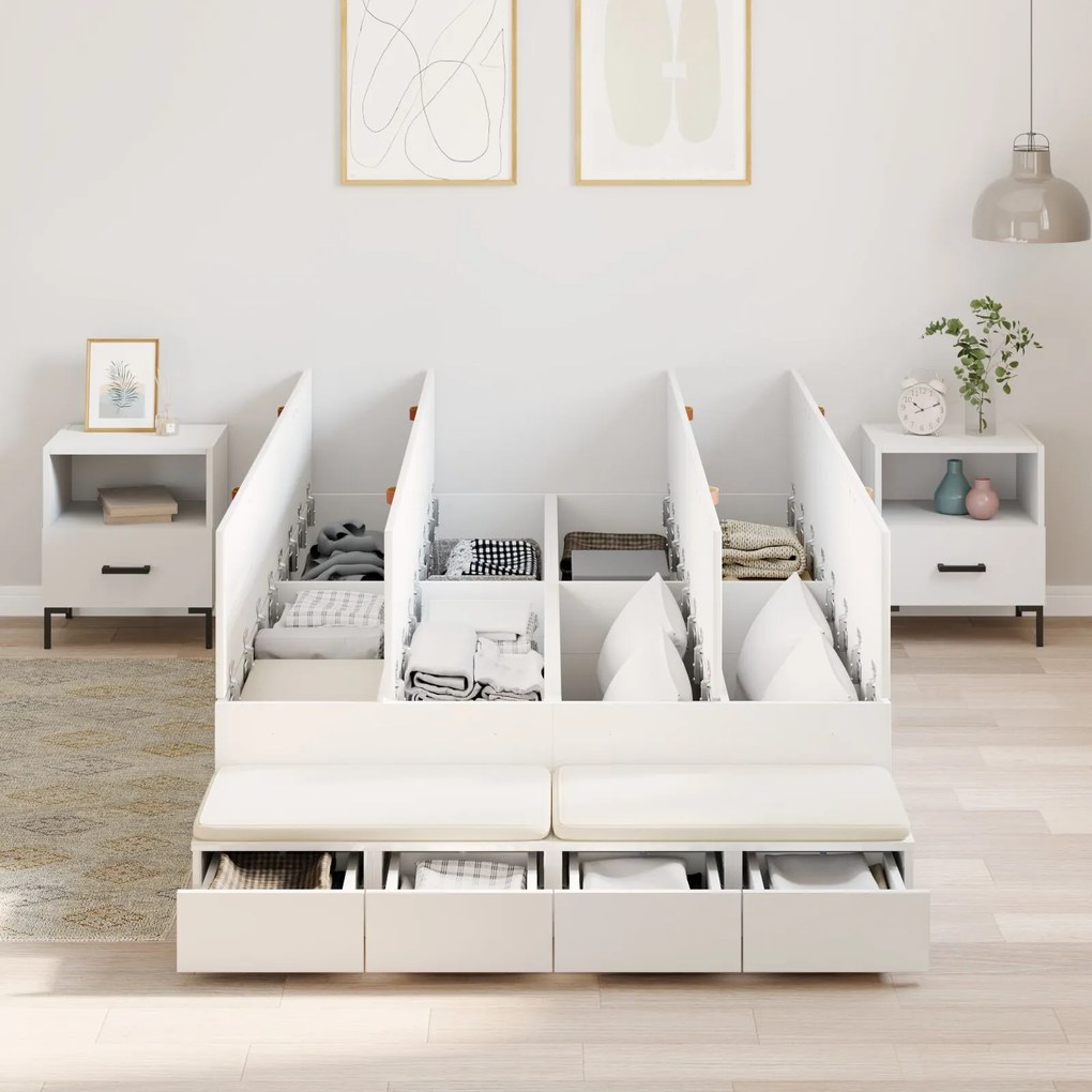 vidaXL Cadru de pat cu depozitare cu sertar Alb 236.5 x 120 x 31.5 cm