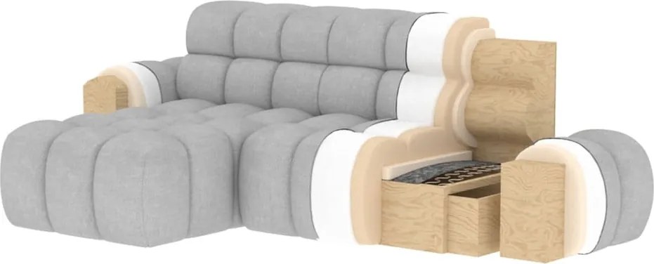 Colțar bej extensibil (cu colț pe partea stângă/cu șezlong) Ceedro – ELTAP