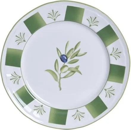 Farfurie din porțelan cu motiv măsline, verde, 27×27×2,8 cm, „Olivo"