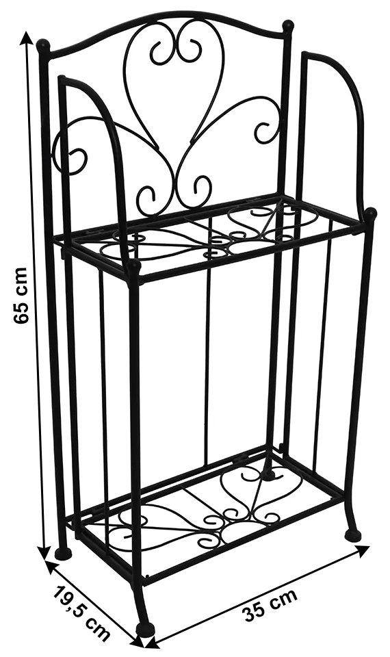 Raft pliabil din metal, negru, MANULO