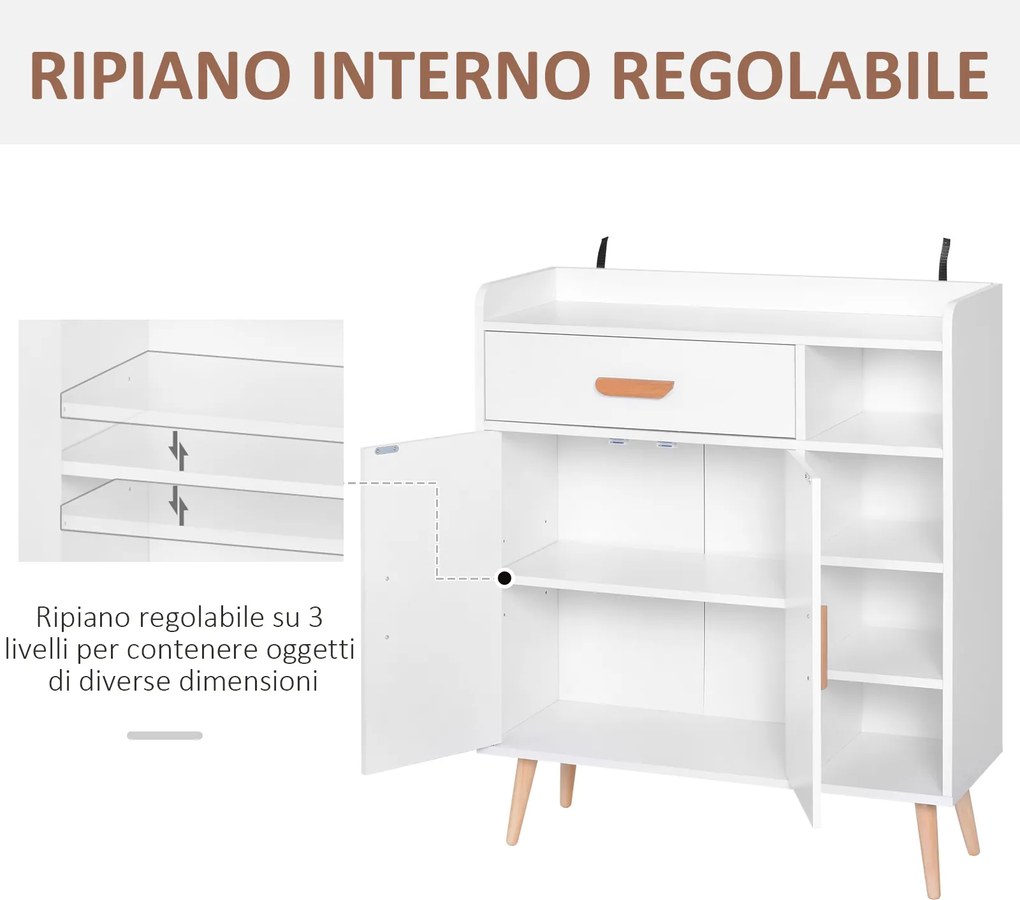 HOMCOM Mobilier Multifuncțional Compact pentru Hol, 80x29.5x96cm, Design Modern, Alb | Aosom Romania