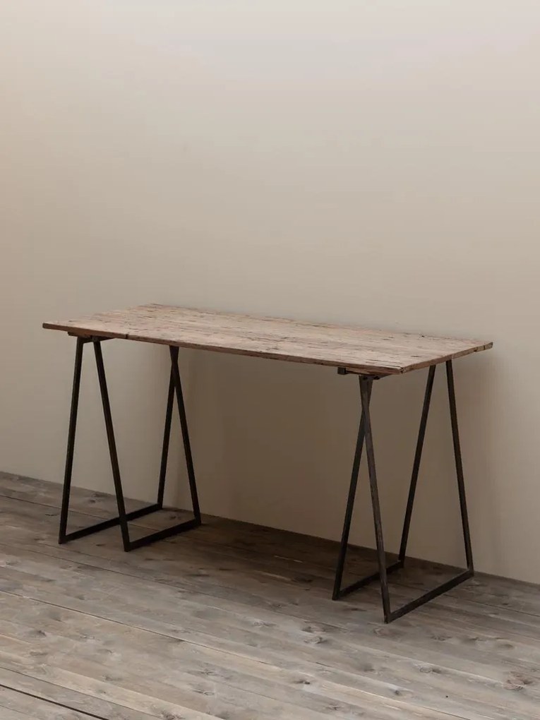 Masa de birou, din lemn reciclat, aspect vintage, Sutton