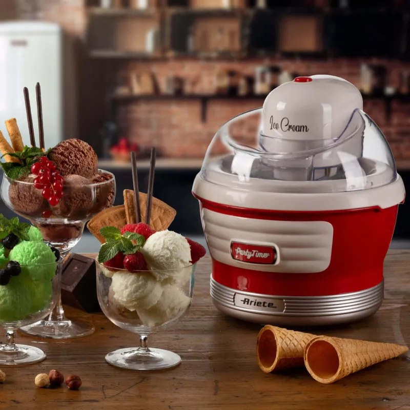 Aparat preparare inghetata Ariete PARTY TIME 0643/00, 12W, 1.5 L, 30 min, Bol mobil, Rosu