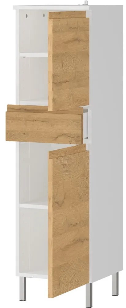 Dulap de baie înalt alb în decor de stejar 34x120 cm Torrance - Germania