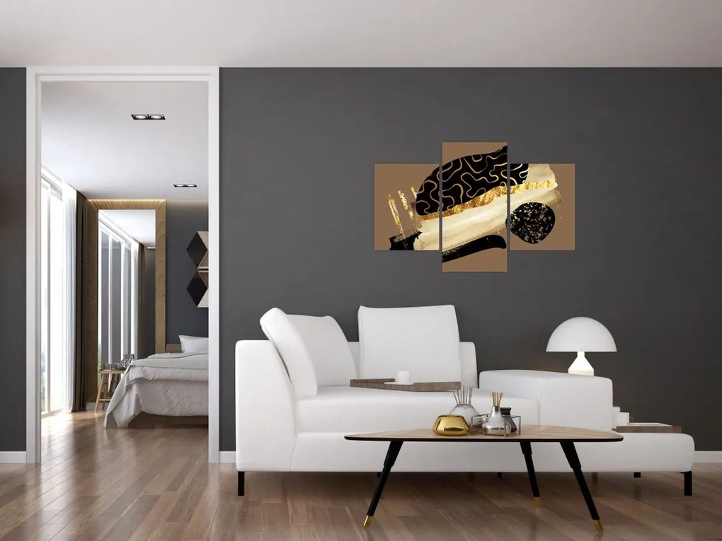 Tablou - Abstracție maro auriu N⁰3 (90x60 cm)