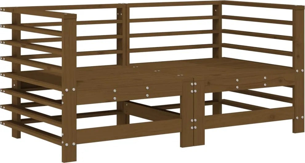 vidaXL Canapele colțar grădină , 2 buc., maro miere, lemn masiv de pin