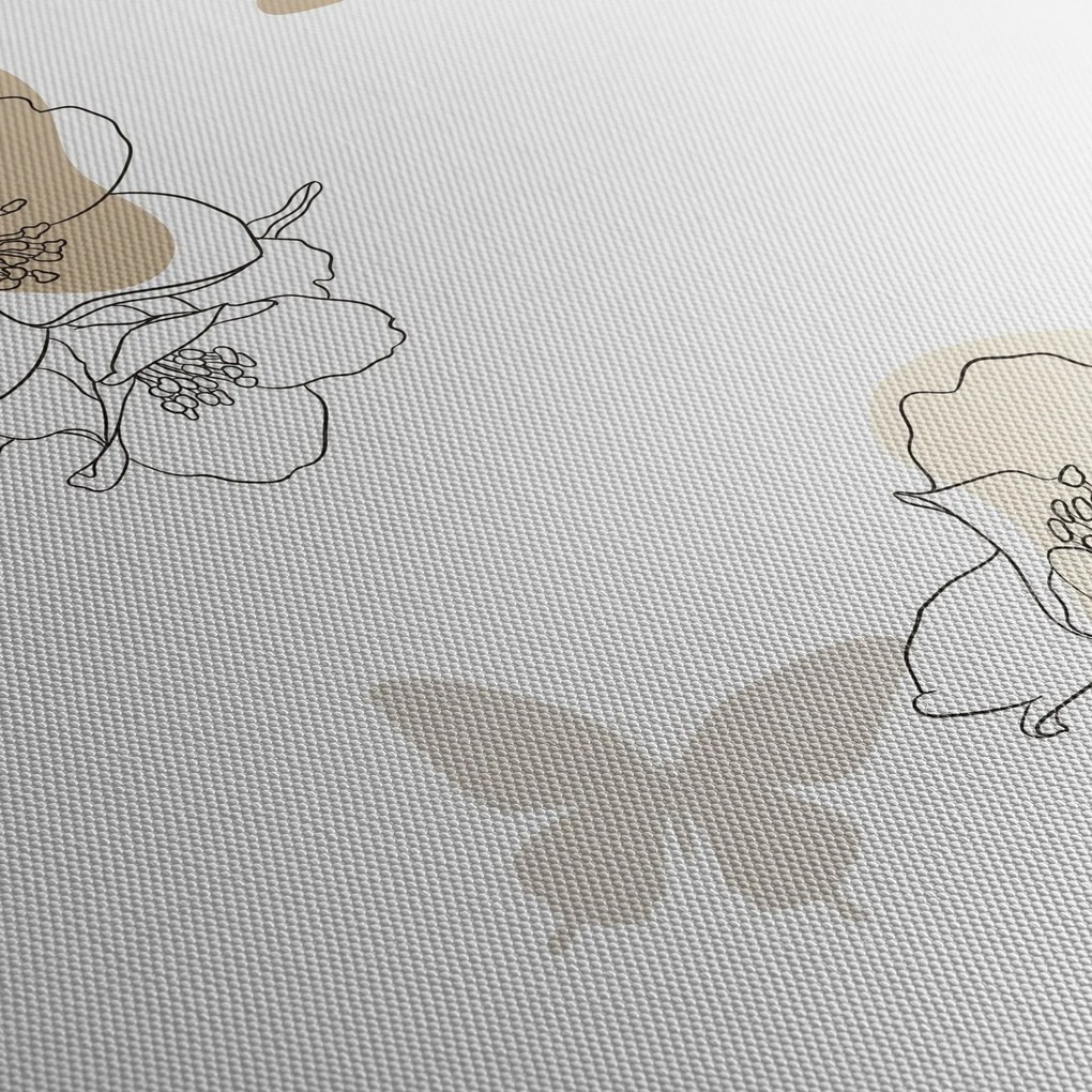 Tablou - Flori bej cu fluture N⁰2 (150x105 cm)