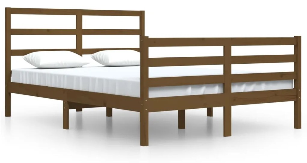 3105009 vidaXL Cadru de pat, maro miere, 140x200 cm, lemn masiv de pin