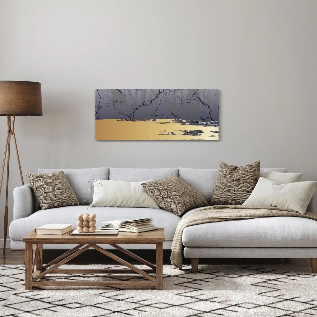 Tablou - Albastru și aur abstracție N⁰1 (120x50 cm)