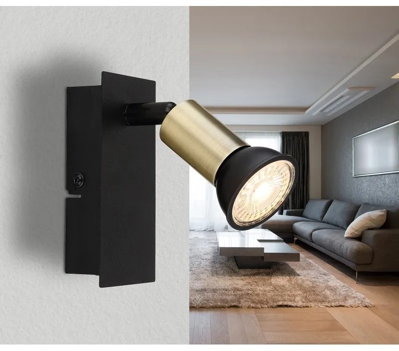 Aplica de perete design modern Drew negru, auriu