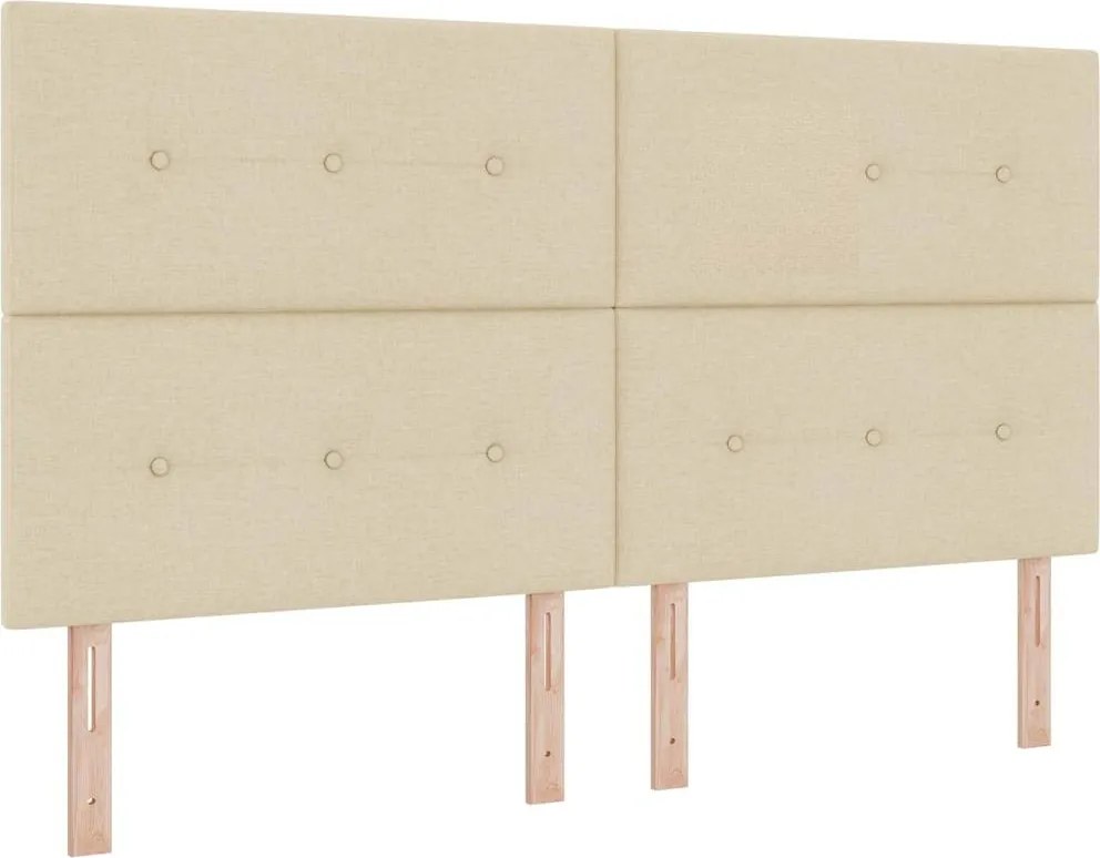 vidaXL Tăblie LED cu benzi LED cu headboard Crem 180 cm țesătură