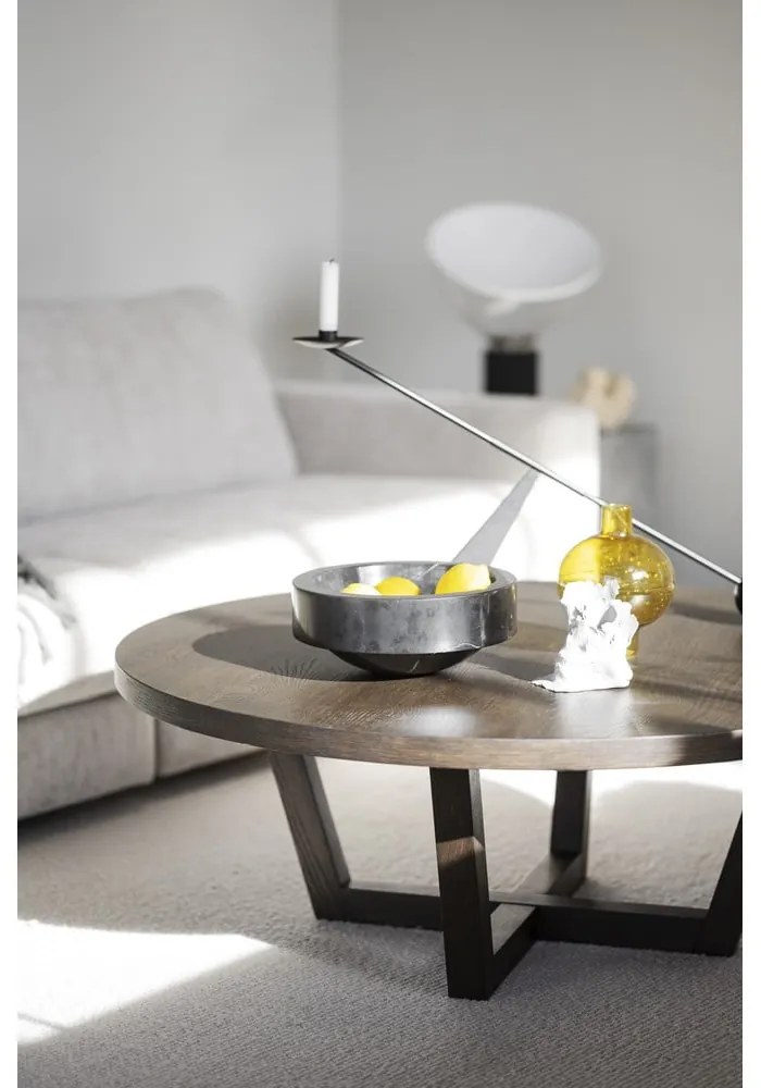 Măsuță de cafea maro închis rotundă cu aspect de lemn de stejar ø 110 cm Boxford – Rowico