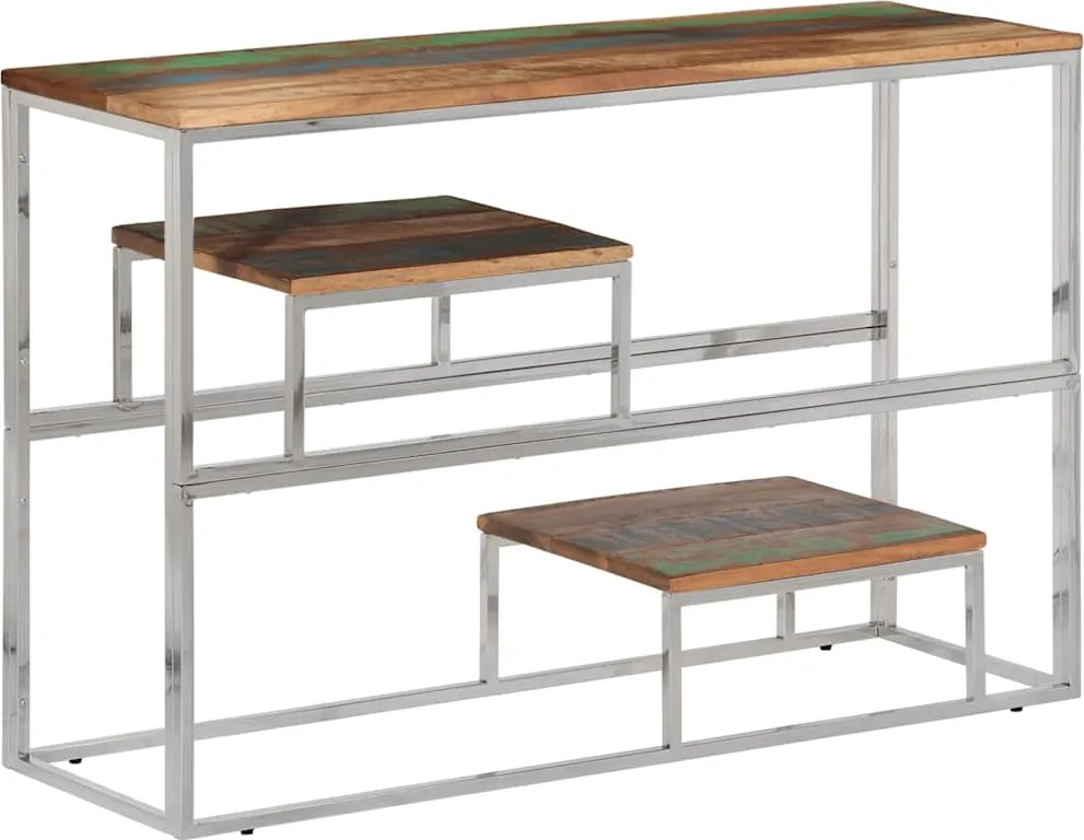 vidaXL Măsuță consolă, oțel inoxidabil argintiu și lemn masiv reciclat