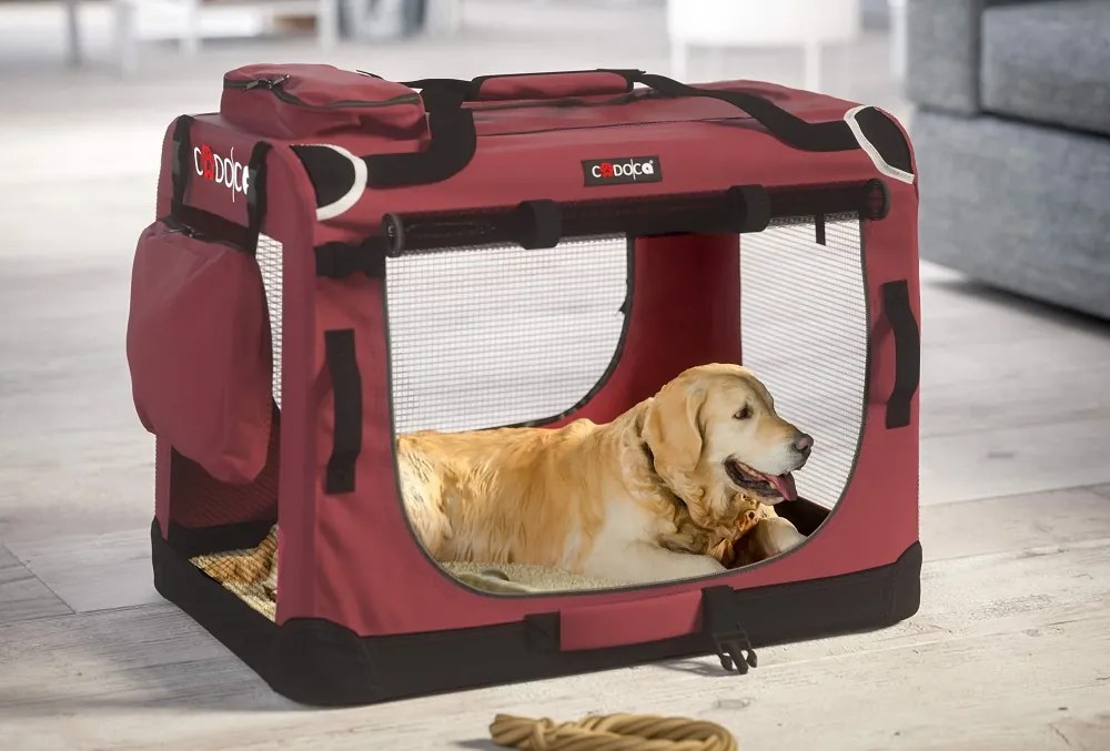 Cadoca Geantă de transport pentru câini și pisici ELI, 60x42x42cm, roșu închis