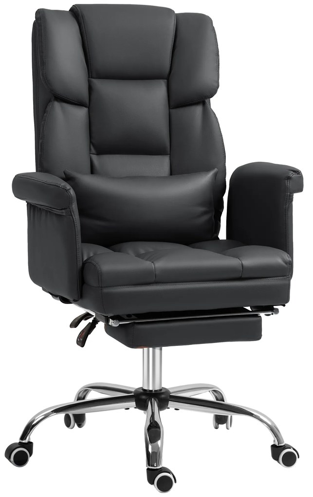 HOMCOM Scaun de birou ergonomic, înălțime reglabilă 48-56 cm, spătar reglabil, suport pentru picioare, Negru | Aosom Romania