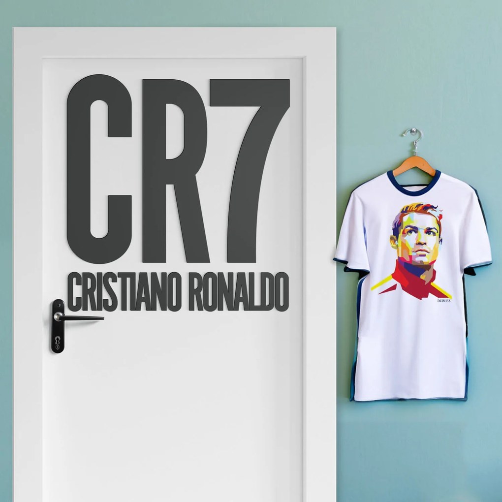 DUBLEZ | Tablou cu logo din lemn - CR7 Cristiano Ronaldo