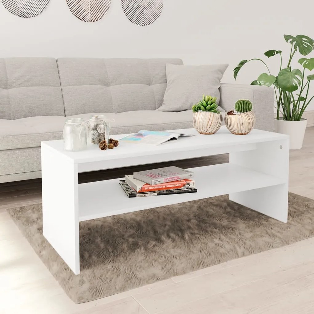 800126 vidaXL Măsuță de cafea, alb, 100x40x40 cm, lemn prelucrat