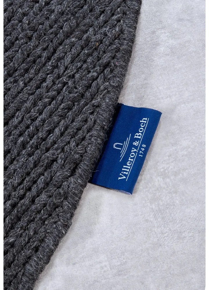 Covor gri închis țesut manual rotund din lână ø 160 cm Francois – Villeroy&Boch