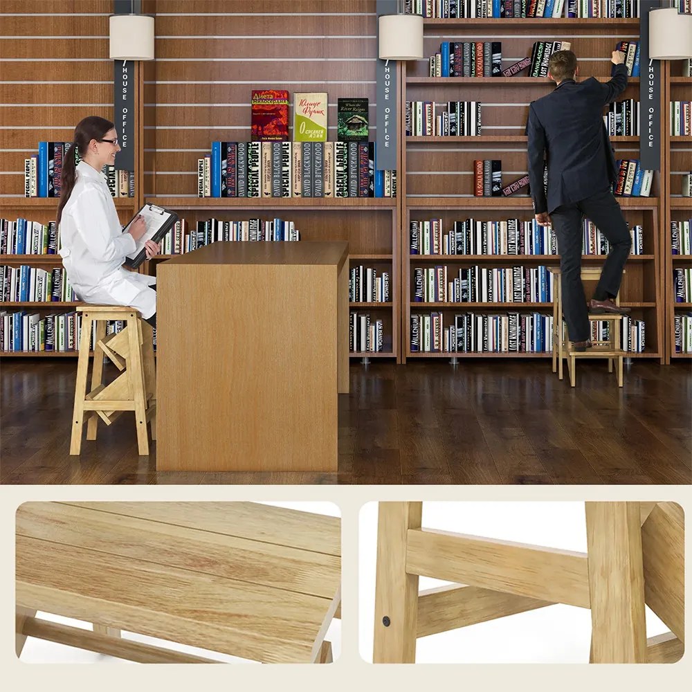 Scăunel pliabil cu 3 trepte, natur