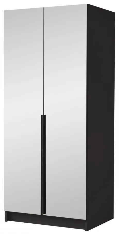 Dulap de haine Smagano III (Negru + auriu) (cu oglindă). 1105811