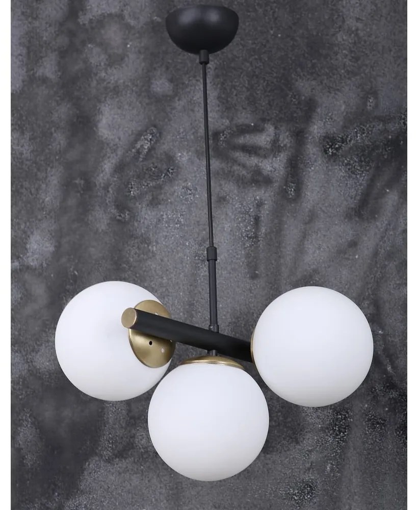 Lustră alb-negru cu abajur din sticlă ø 15 cm Cascade – Squid Lighting