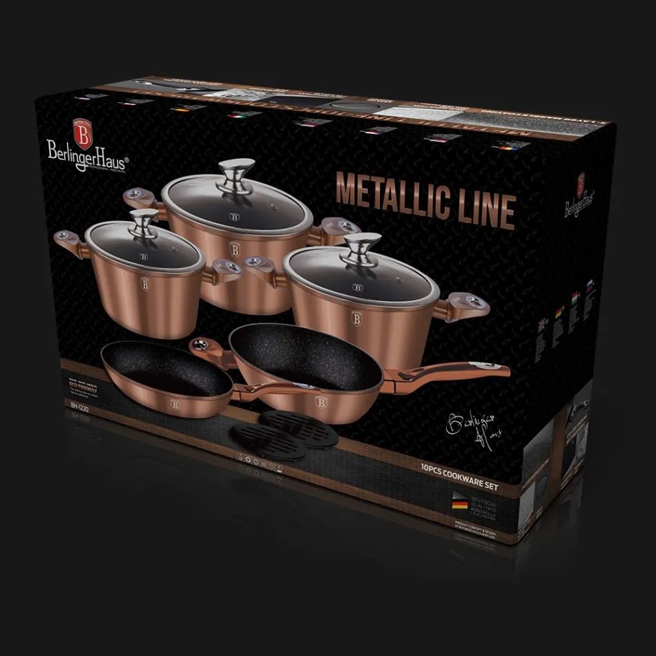 Set oale marmorate Rose Gold Metalic Line Berlinger Haus BH 1220N