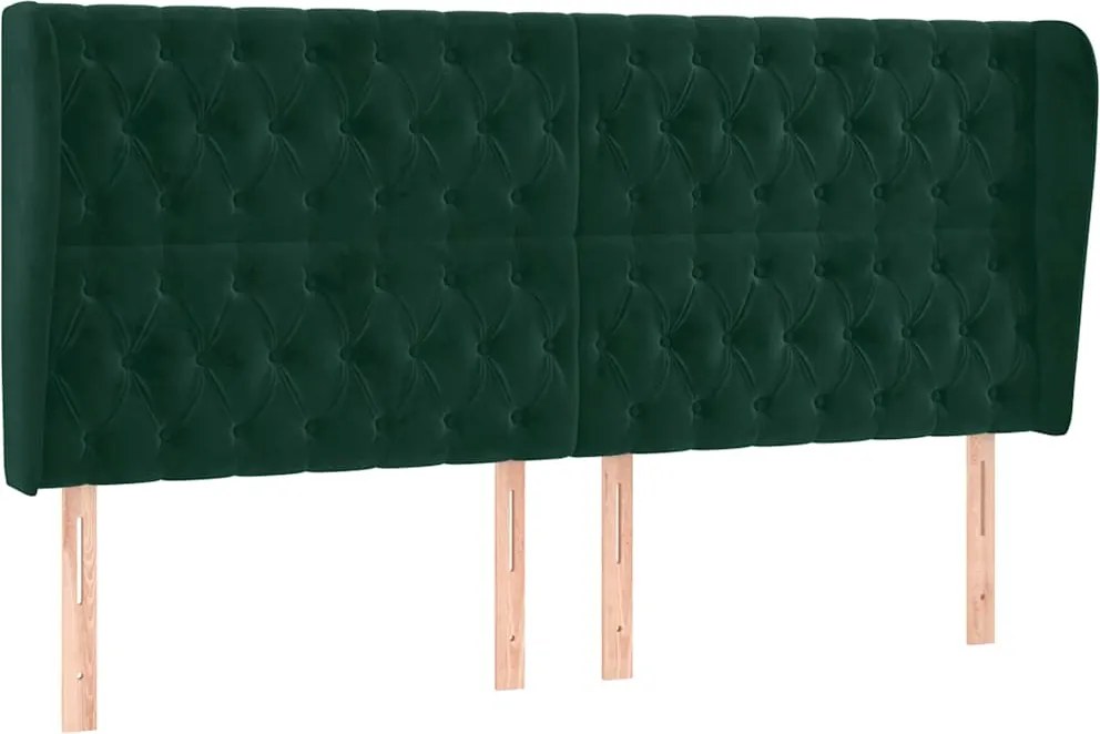 vidaXL Tăblie pat cu aripioare verde închis 183x23x118/128 cm catifea