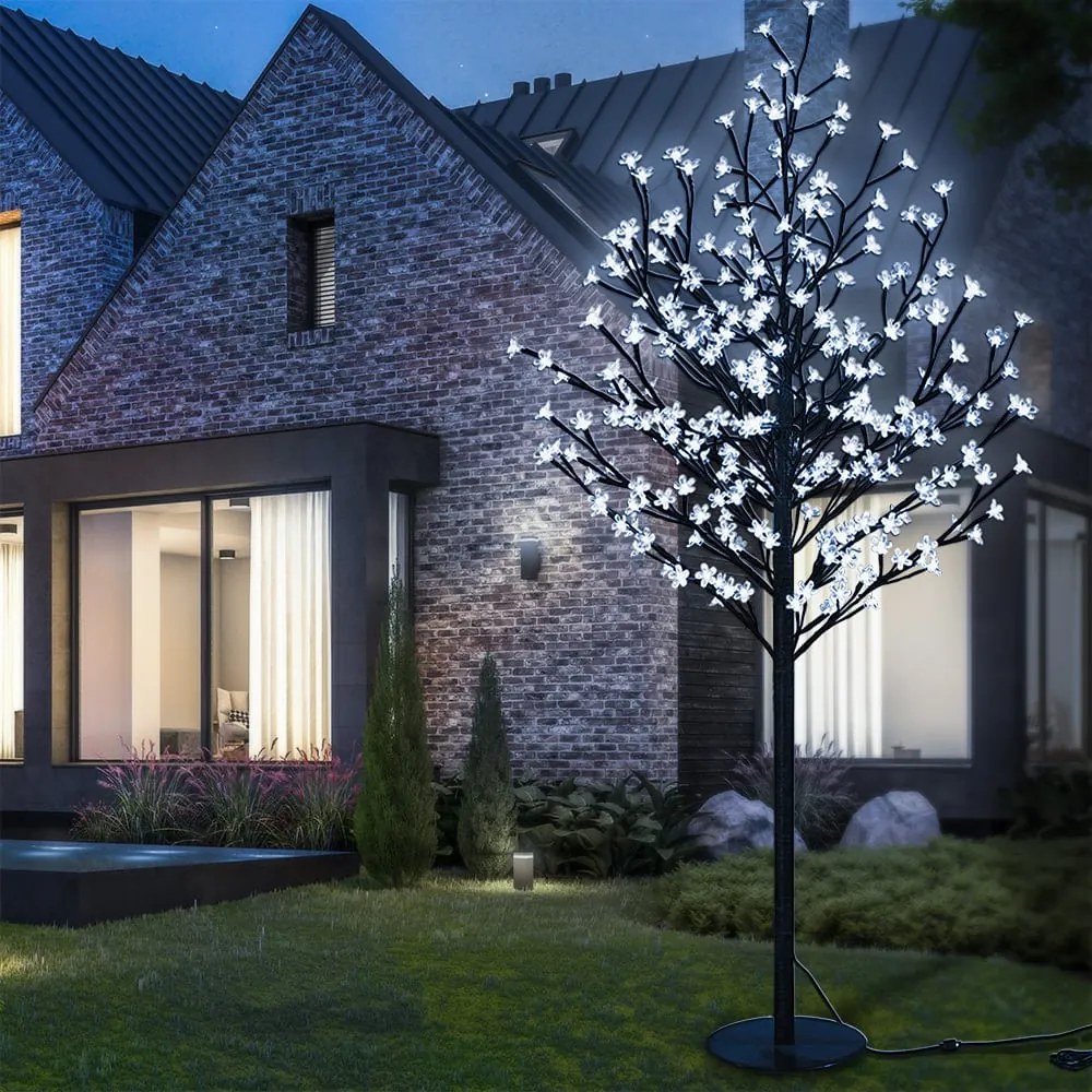 Copac luminos CIREȘ pentru interior și exterior, 180cm, albastru Monzana