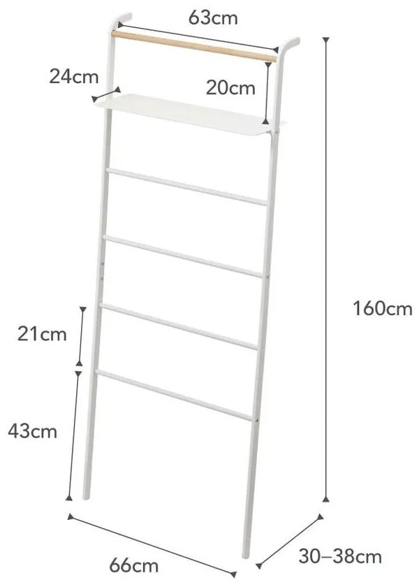 Cuier cu raft YAMAZAKI Tower Ladder, alb