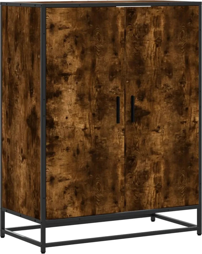 vidaXL Pantofar, stejar fumuriu, 75x38x97,5 cm, lemn prelucrat/metal